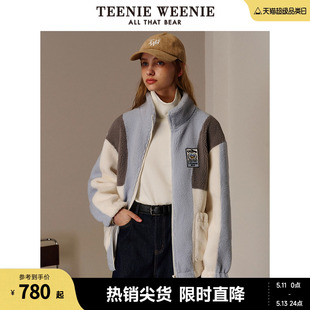 TeenieWeenie小熊冬季 小翻领仿羊羔绒外套时尚 保暖休闲上衣女