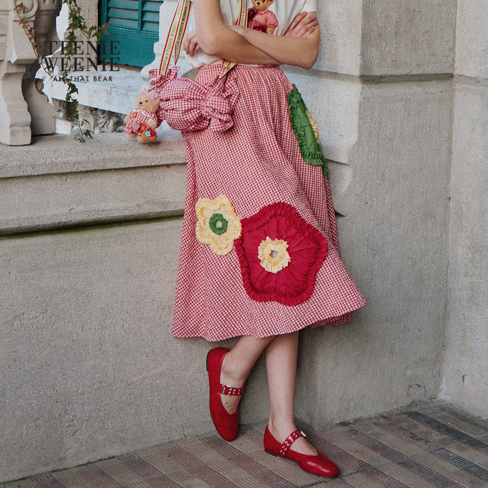 【TEENIEWEENIE x VIVETTA联名】小熊女装26夏立体花朵A字半身裙