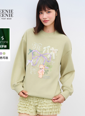 TEENIEWEENIE bearnova2025秋季新款女装甜美蝴蝶结小熊印花卫衣