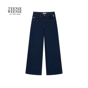 TEENIEWEENIE bearnova2025冬季新款女装松弛舒适保暖磨毛牛仔裤