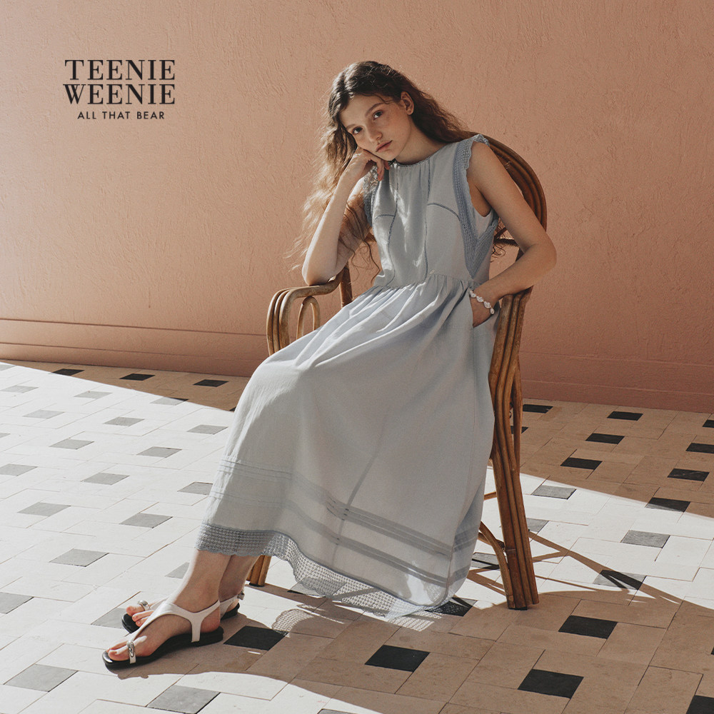 TeenieWeenie小熊女连衣裙26夏季新款清新活力度假风蕾丝拼接长裙