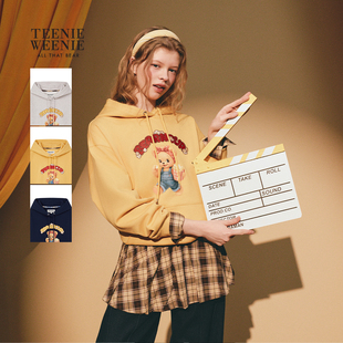 TEENIEWEENIE bearnova26春季新款女装萌趣小熊印花休闲连帽卫衣