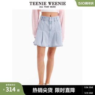 TeenieWeenie小熊夏季 复古俏皮A字少女感牛仔短裙女