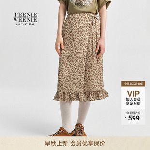 TeenieWeenie小熊女装半身裙26秋季新款时尚潮流复古豹纹直筒半裙
