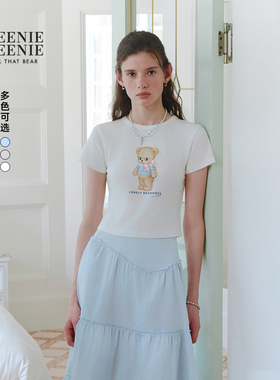 TEENIEWEENIE bearnova2025年秋季新款女装元气活力精梳棉圆领T恤