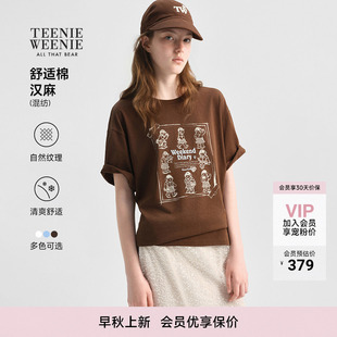 新款 TeenieWeenie小熊女装 复古印花圆领短袖 T恤衫 休闲时尚 26秋季