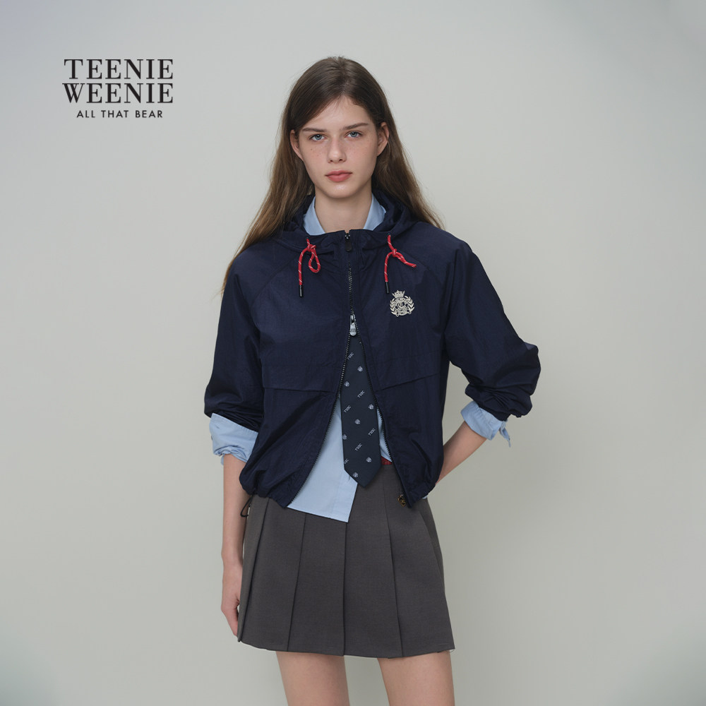 TeenieWeenie小熊女装外套26春夏新款休闲舒适运动风抽绳连帽上衣