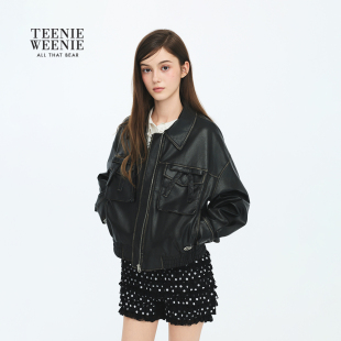 立体蝴蝶结时髦短款 TEENIEWEENIE 女装 新款 皮衣 bearnova26年春季