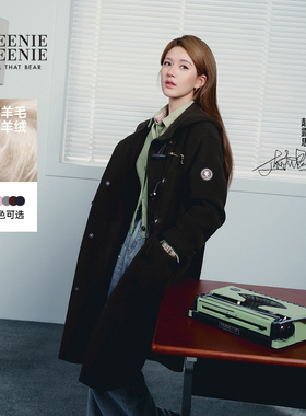 【赵露思同款初代千金牛角扣】TeenieWeenie小熊绵羊毛双面呢大衣