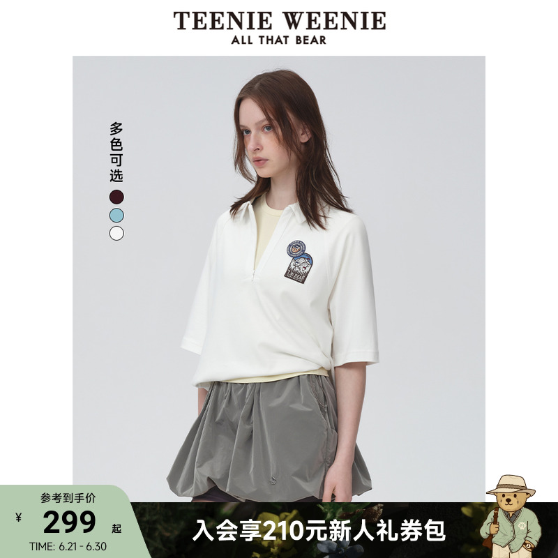 TeenieWeenie小熊女装POLO衫T恤2025年夏季新款