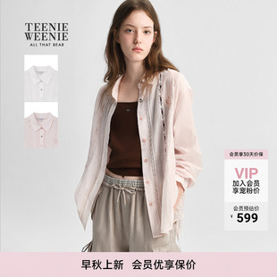 潮流宽松蕾丝点缀翻领衬衣 TeenieWeenie小熊女装 26秋新款 时尚 衬衫