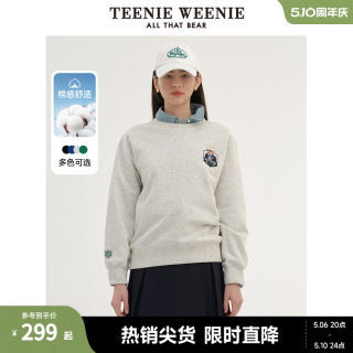 TeenieWeenie小熊2024年春装多巴胺圆领卫衣宽松时尚短款上衣女装