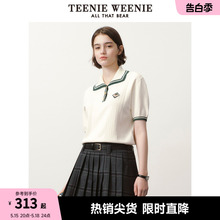 TeenieWeenie小熊夏季学院风翻领POLO简约时尚短袖毛衣上衣女