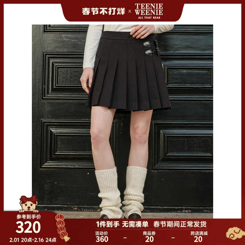 TeenieWeenie小熊秋冬新款学院风百褶半身裙短裙A字裙高腰
