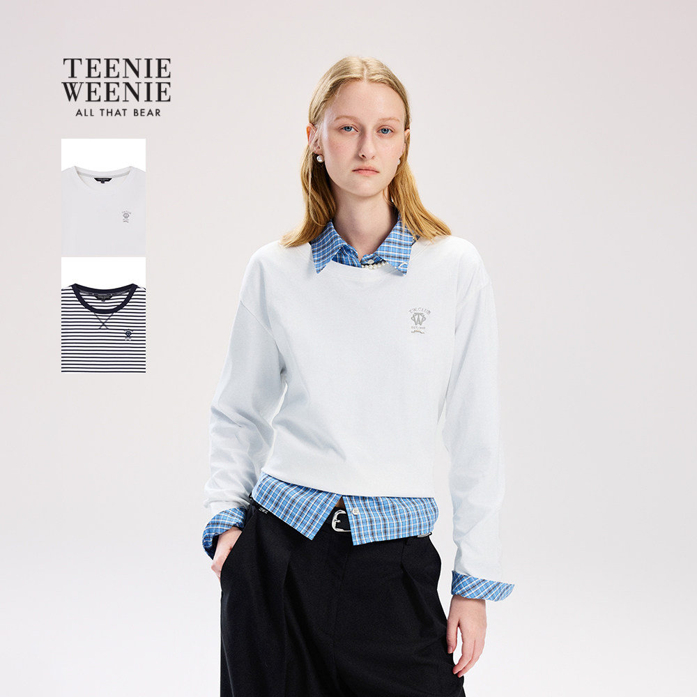 TeenieWeenie小熊女装T恤26年春季新款时尚大方简约刺绣长袖上衣