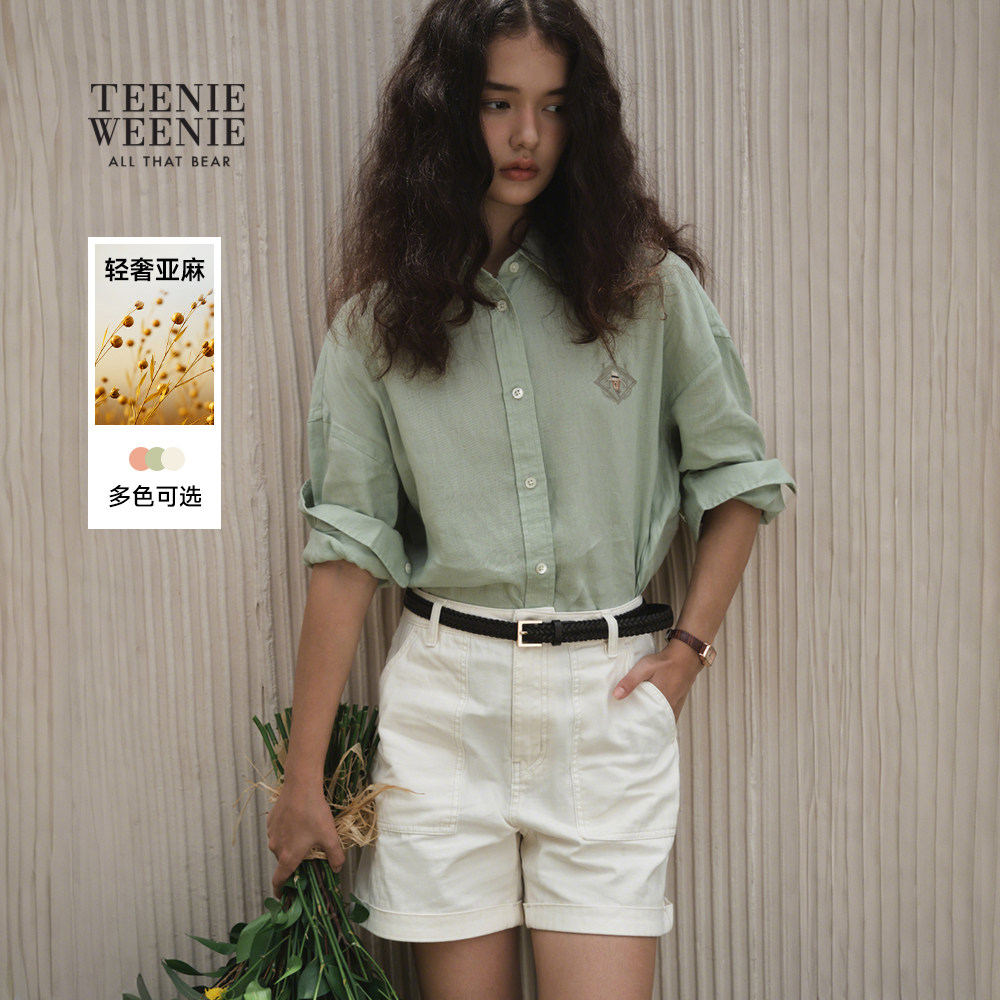 【亚麻】TeenieWeenie小熊女装衬衫2025秋季新款简约