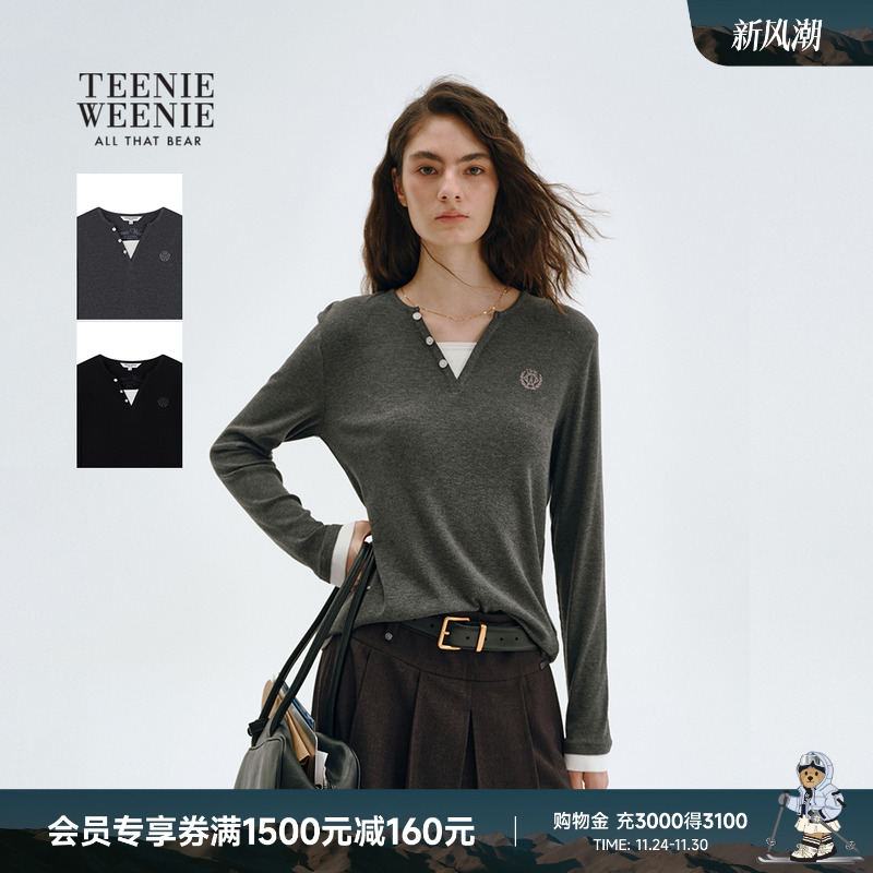 TeenieWeenie小熊女装亨利领T恤