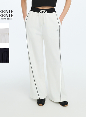 TEENIEWEENIE bearnova26春季新款女脚口可调节撞色拼接阔腿卫裤