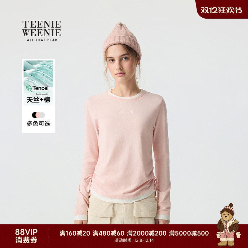 TeenieWeenie收腰圆领长袖T恤