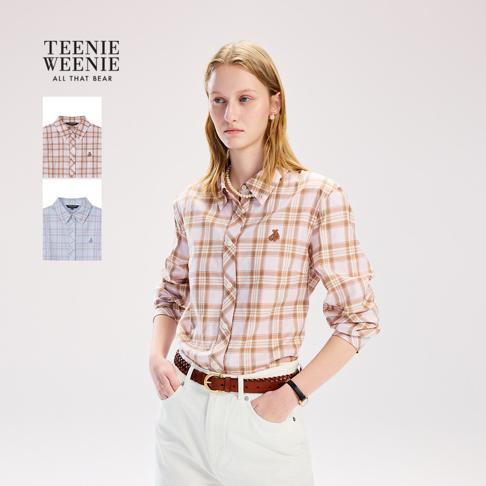 TeenieWeenie小熊女装衬衫26春季新款学院风青春活力彩色格纹衬衣