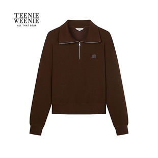 【T.W.R.C】TeenieWeenie小熊女装25冬季新款半拉链翻领卫衣twrc