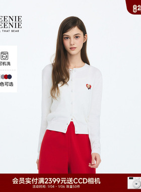 TEENIEWEENIE bearnova26年春季新款女装学院风短款刺绣圆领开衫