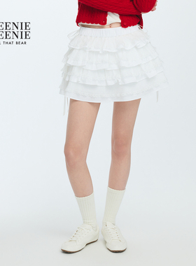 TEENIEWEENIE bearnova26春季新款女装蝴蝶结织带蕾丝花边蛋糕裙