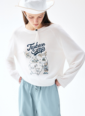 TeenieWeenie小熊女装T恤26春夏新品时髦插肩袖轻薄舒适长袖上衣