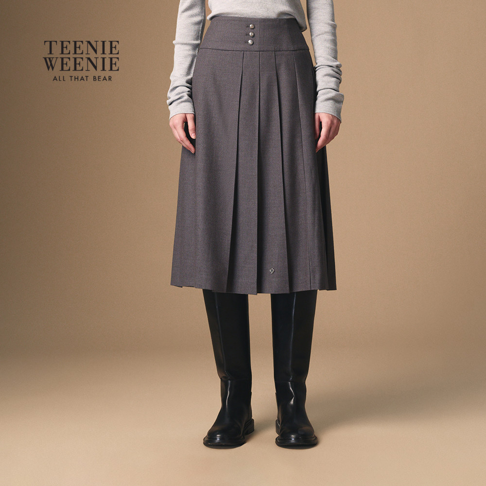 TeenieWeenie小熊半身裙女装2025冬季新款气质简约优