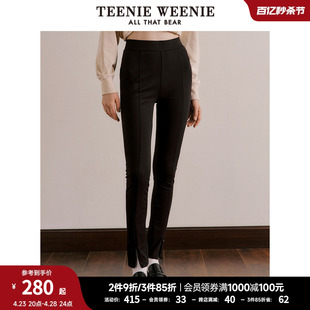 黑色小脚开叉修身 打底裤 长裤 TeenieWeenie小熊休闲裤 女