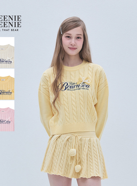 TEENIEWEENIE bearnova25年冬季新款女装时髦短款蝴蝶结绞花毛衣