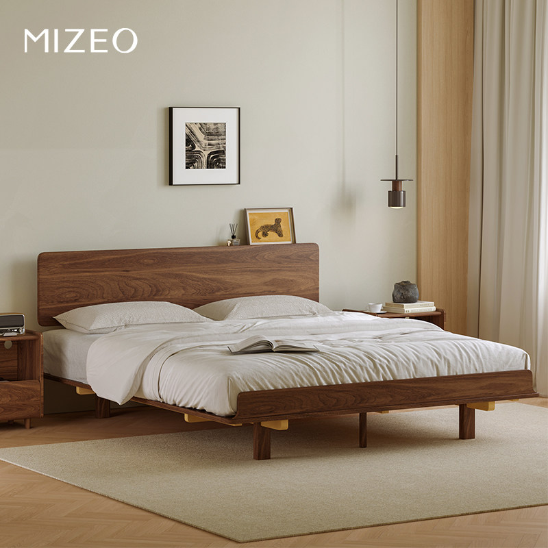 MIZEO 米卓 /北美黑胡桃木实木床中古高端现代简约主卧双人床