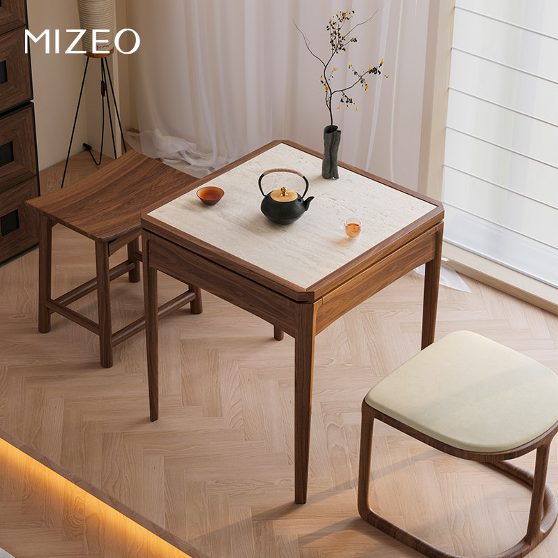 MIZEO 米卓/北美黑胡桃木中古风茶桌现代简约实木阳台八方小茶桌