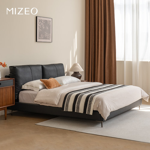 空中悬浮床感应灯带主卧双人床