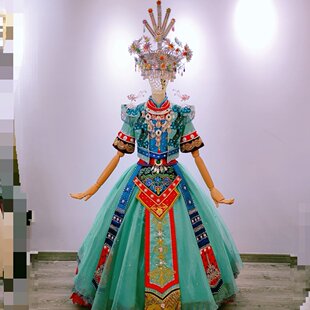 快乐阳光苗族彝族纳西族侗族哈尼族壮族景颇族傈僳族女童演出服