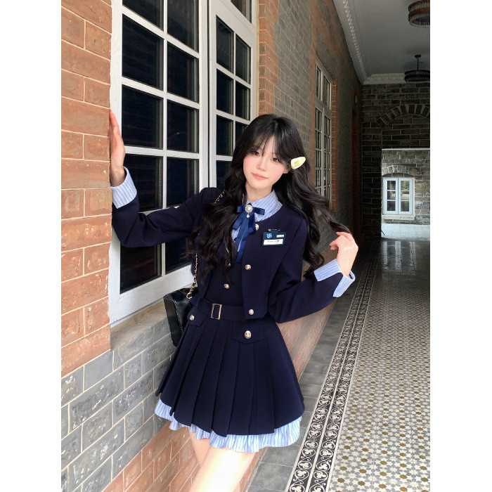 洛斯学院春秋日系甜美jk制服假西装