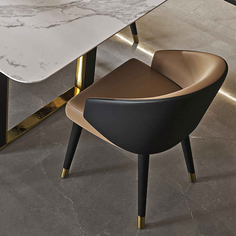 轻奢简约现代餐桌椅/设计师高度餐椅/酒店接待吃饭椅子/金属pu皮