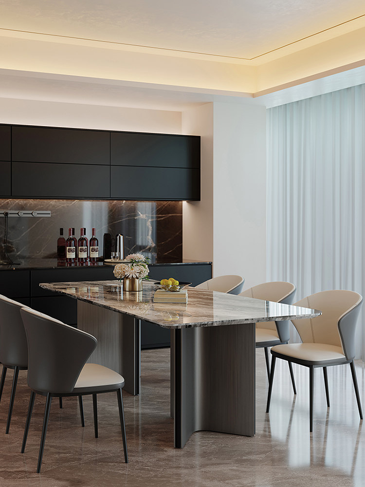 高端大理石天然豪华石材威尼斯棕色餐桌和椅子组合意大利简单现代,住宅家具,大理石餐桌,淘宝优惠券,粉丝福利购,淘宝优惠卷