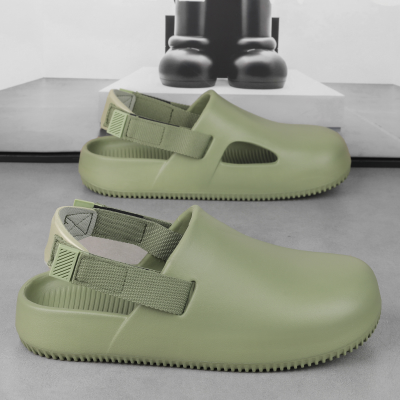 拖鞋男夏季踩屎感包头沙滩洞洞鞋软底增高防滑男士外穿凉鞋子防臭