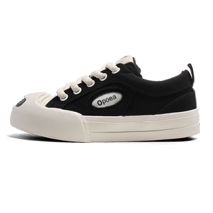 smiler开口笑帆布鞋男鞋增高厚底丑萌大头鞋情侣圆头黑白板鞋秋季