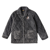 男士 珊瑚绒加厚加绒三层夹棉保暖单件上衣法兰绒家居服 睡衣秋冬季