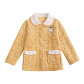 睡衣女秋冬季 珊瑚绒加厚加绒三层夹棉袄保暖单件上衣法兰绒家居服