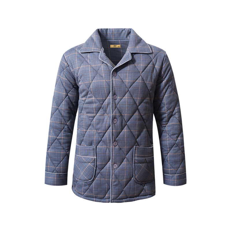 睡衣男秋冬加厚纯棉夹棉单件上衣