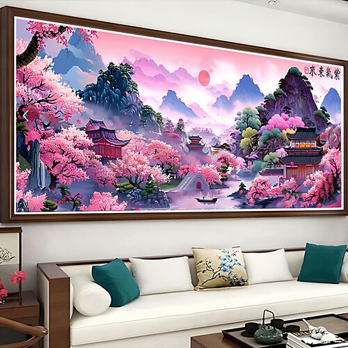 爆款十字绣紫气东来高端风景山水