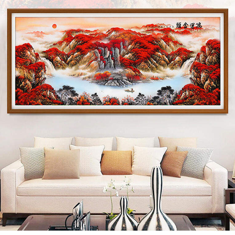 纯手工绣好的成品十字绣鸿运当头2026新款客厅人工绣好的山水大画,居家布艺,十字绣成品,淘宝优惠券,粉丝福利购,淘宝优惠卷