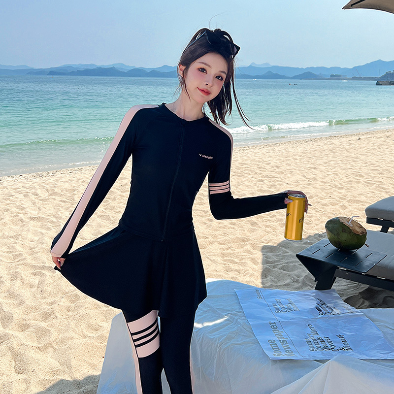 长袖长裤防晒泳衣女款分体四件套大码微胖女孩遮肉冲浪潜水游泳衣