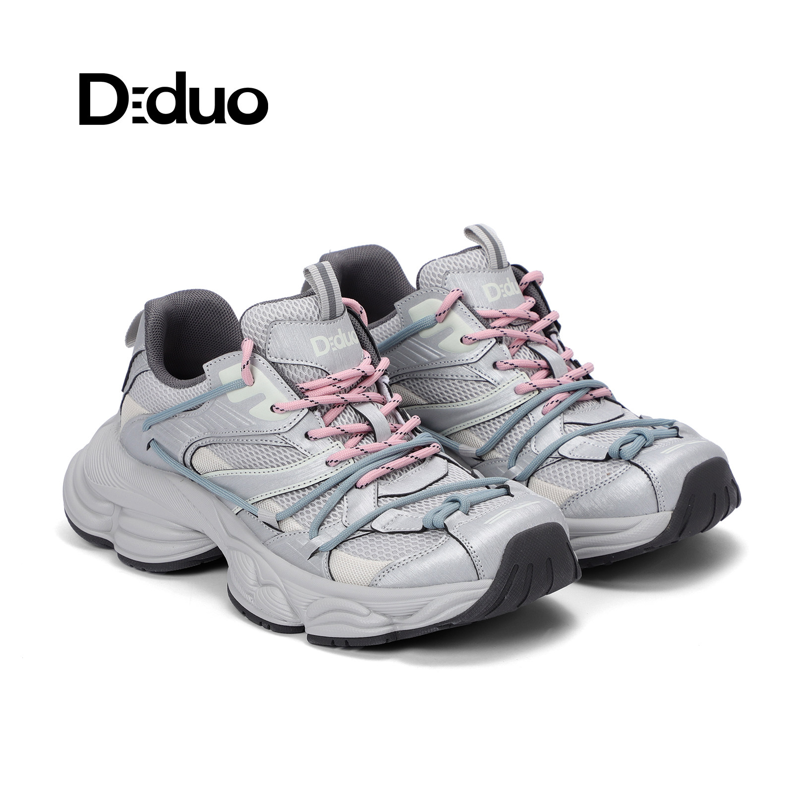 【新品】Diduo/迪朵2026春季绑带老爹鞋女厚底增高百搭运动休闲鞋图片