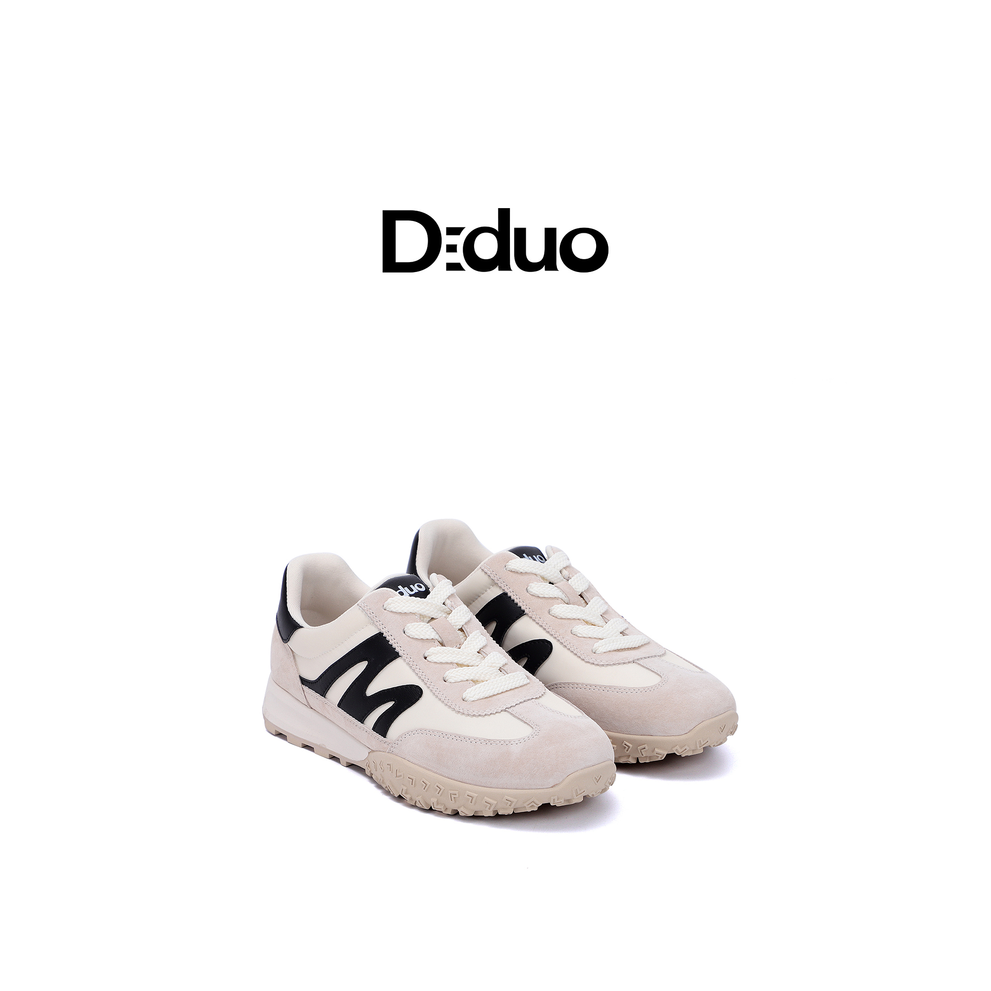 【新品】Diduo/迪朵2025春季厚底德训鞋女百搭休闲运女鞋小白鞋女