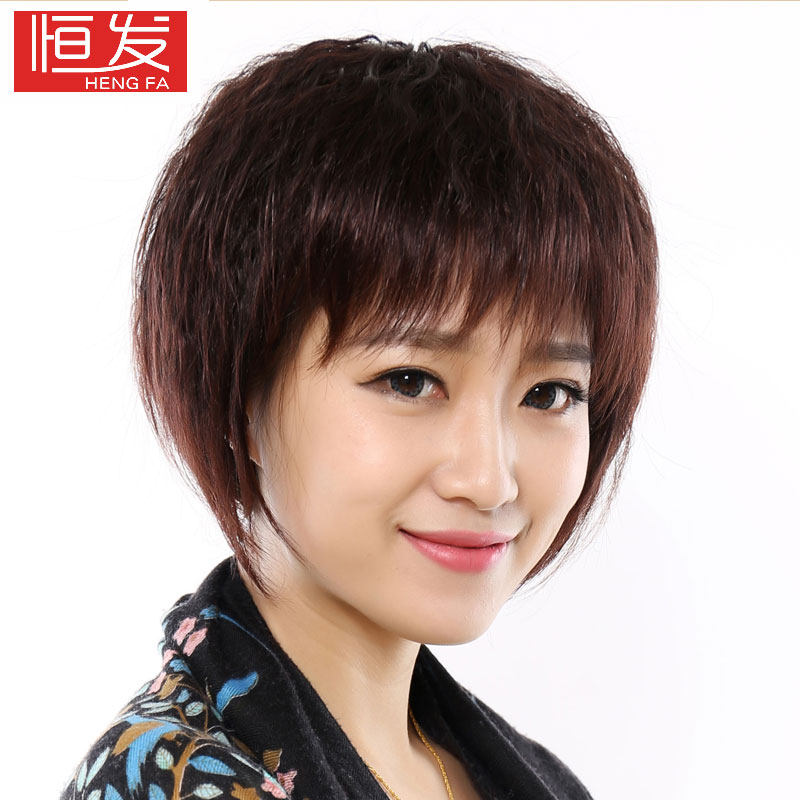 假发女妈妈短发短卷发女士头套气质中老年真发玉米烫自然全头套夏
