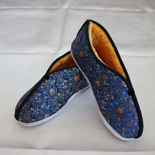 老人寿终临终寿衣全套殡葬用品 男女绣花底布鞋 寿鞋 老北京烫金棉鞋